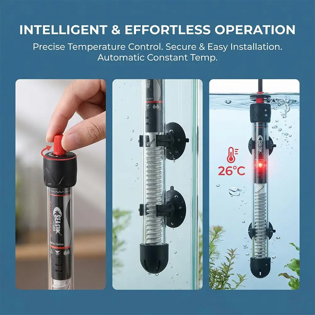 Marine Aquarium Heater - Calentador de Acuario Ajustable de 25W-300W,
