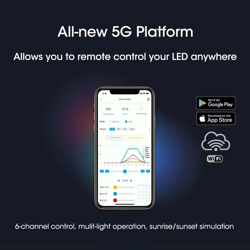 A8 Pro Azul 215W AC 110-240V W - Marine Aquarium App reseña y precio